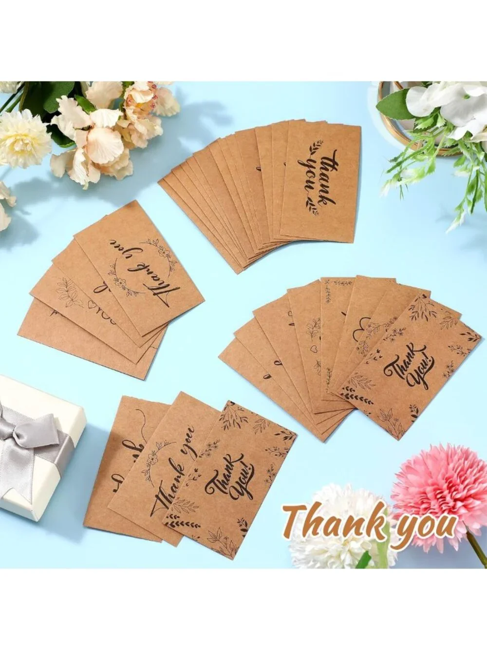 1200 Mini Thank You Cards for Small Business - Bulk Customer Package Inserts